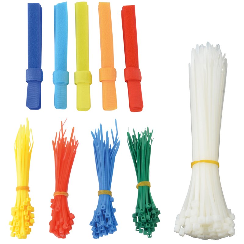 BRÜDER MANNESMANN tyraps et velcro set, 350 pièces, couleurs assorties
